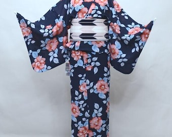 Blue Yukata kimono Authentic Japanese Robe, Yukata from Japan, House Robe,