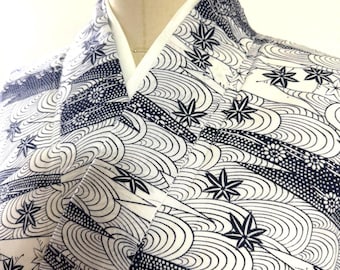 Weißer Yukata Baumwoll-Kimono, japanische Robe, Yukata aus Japan, Baumwoll-Hausmantel,