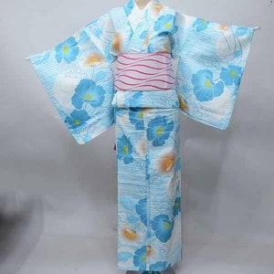Blue Yukata Cotton kimono Japanese Robe, Yukata from Japan, Cotton House Robe,