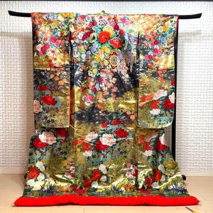 Uchikake Kimono, Hochzeit Kimono, japanische Kimono Robe, japanische Uchikake Kimono, Kimono Gold, Uchikake Gold, Gold Kimono Robe,