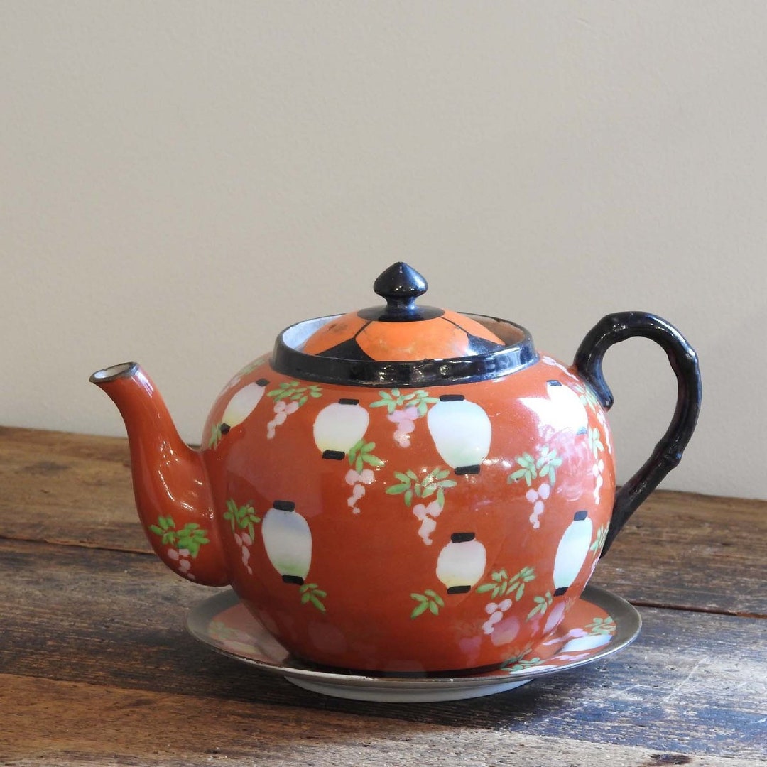 Large Porcelain Teapot, Noritake Teapot and Saucer, Occupied Japan