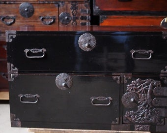 Japanese Chest, antique chest, Japanese Tansu, Dansu, Handmade Storage, Vintage Safe Box, Wood chest, Handmade Tansu, Japanese Safe Box,