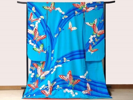 Mori Hanae, Hanae Mori, Furisode Kimono Blue, Silk