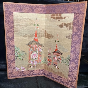Small Japanese vintage Byobu panel folding screen