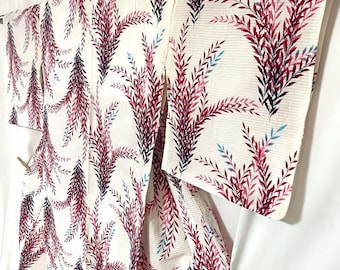 Weißer Yukata Baumwoll-Kimono, japanische Robe, Yukata aus Japan, Baumwoll-Hausmantel,