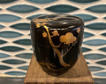 Natsume antico, custodia del negozio di tè, Natsume in legno laccato, cerimonia del tè, Natsume giapponese, custodia da tè, scatola da tè, scatola Natsume, regalo giapponese,