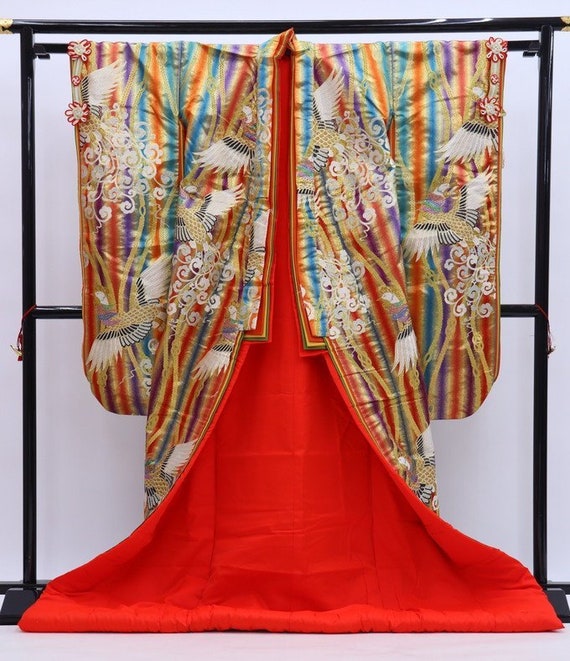 Embroidered Uchikake, Wedding Kimono Peacock, Jap… - image 7