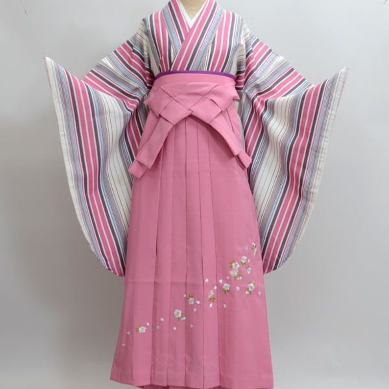 Furisode Kimono & Hakama Obi Belt Pink Furisode Kimono - Etsy