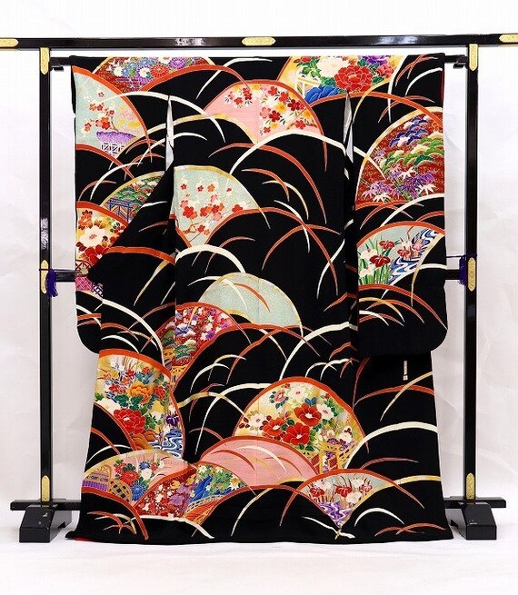 Furisode Kimono Black, Silk Furisode, Wedding Kimo