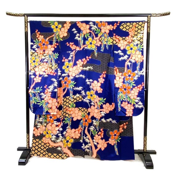 Furisode Kimono Blue, Silk Furisode, Wedding Kimon