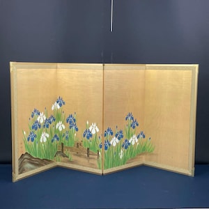 Japanese Antique panel folding screen Byobu stand