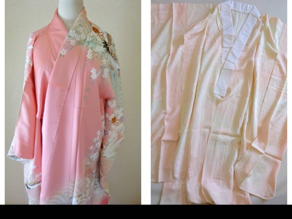 Furisode Kimono Pink, Jyuban, Silk Furisode, Japan
