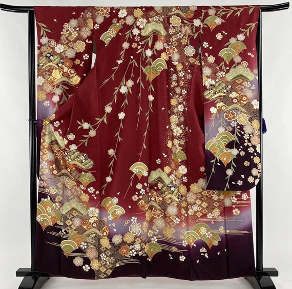 Furisode Kimono Red, Silk Furisode, Wedding Kimono