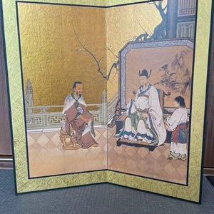 Small Japanese vintage Byobu panel folding screen