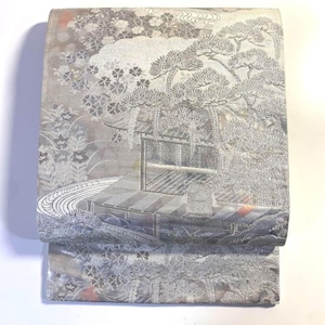 Obi Belt Kimono, Silver Obi, Silk Obi Belt, Vintage Obi, Japanese Fabric, Silver Obi Silk, Fukuro Obi, Silver Obi Sash, Zen