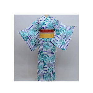 Blue Yukata Cotton kimono Authentic Japanese Robe, Yukata from Japan, Cotton House Robe,
