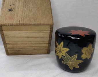 Natsume antico, custodia del negozio di tè, Natsume in legno laccato, cerimonia del tè, Natsume giapponese, custodia da tè, scatola da tè, scatola Natsume, regalo giapponese,