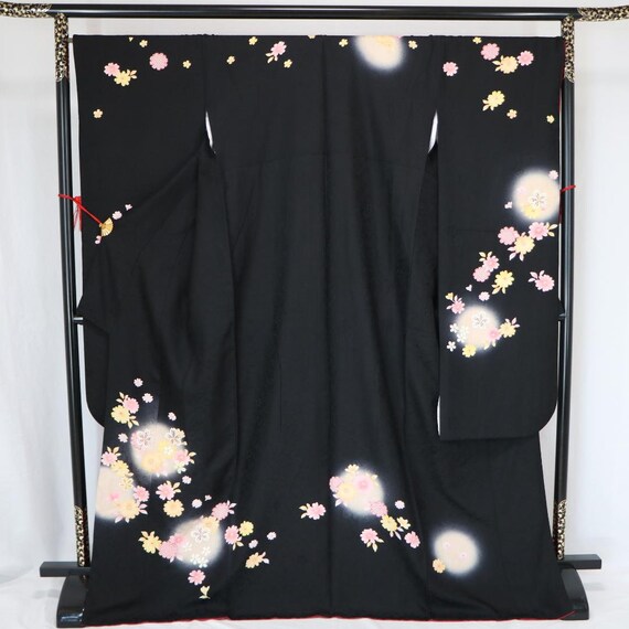 Furisode Kimono Black, Silk Furisode, Wedding Kimo