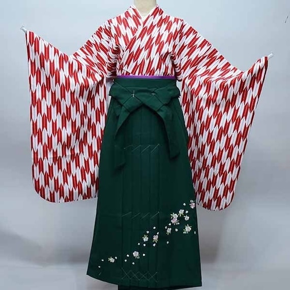 Furisode Kimono & Hakama Furisode Red Womens Kimono | Etsy