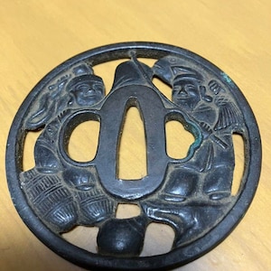 TSUBA, samurai sword, sword guard, Wave, koshirae, katana, wakizashi, Japanese katana, Japanese Tsuba, Japanese paperweight,