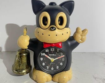 Rhythm Norakuro Alarm Clock Japanese Black Dog Anime Vintage - Etsy