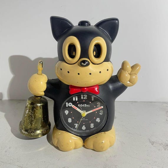 Rhythm Norakuro Alarm Clock Japanese Black Dog Anime Vintage - Etsy