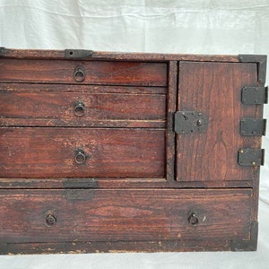 Japanese Chest, antique chest, Japanese Tansu, Dansu, Handmade Storage, Vintage Safe Box, Wood chest, Handmade Tansu, Japanese Safe Box,