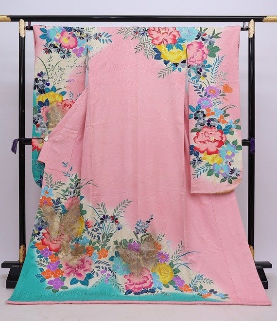 Furisode Kimono, Silk Furisode, Floral Kimono, We… - image 1