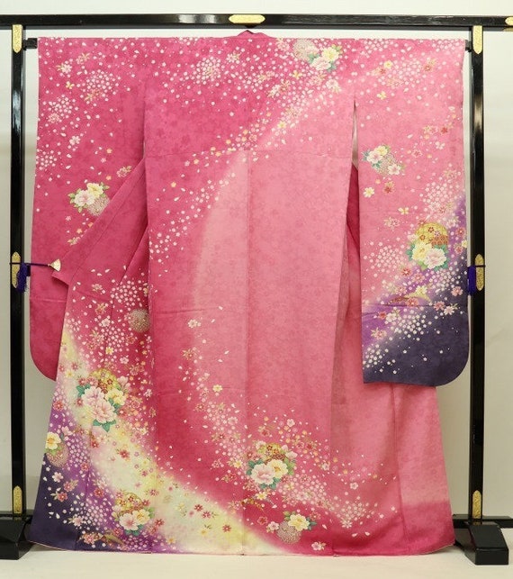 Furisode Kimono Pink, Silk Furisode, Wedding Kimon