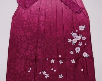 Hakama , Red Hakama, Womens Kimono Skirt, Floral Hakama, Kimono Pants, Sakura, Japanese Hakama,