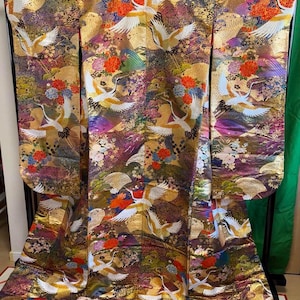 Uchikake Kimono, Hochzeit Kimono, japanische Kimono Robe, japanische Uchikake Kimono, Kimono Gold, Uchikake Gold, Gold Kimono Robe,