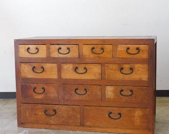Japanese Chest antique Tansu Dansu Storage Safe Box Wood Handmade Edo era