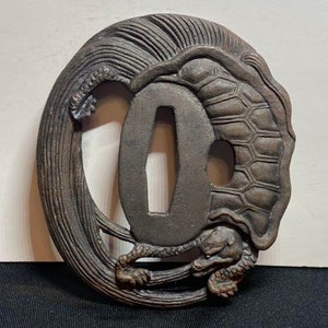 TSUBA, samurai sword, sword guard, Wave, koshirae, katana, wakizashi, Japanese katana, Japanese Tsuba, Japanese paperweight,