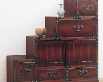 Japanische Truhe Holz, Tansu, Kaidan, Dansu, Treppenregal, Aufbewahrung, Japanische antike Truhe, Vintage Truhe Japan, Holztruhe,