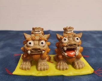 Shisa Side Standing Guardian Lion from Okinawa Ryukyu Japan Traditional figurine