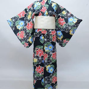 Blue Yukata Cotton kimono Japanese Robe, Yukata from Japan, Cotton House Robe,