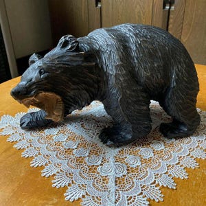 Japanese Hokkaido Ainu Hand Carved Wood Statue of a Bear