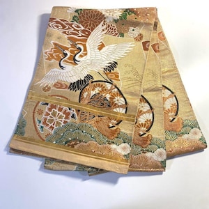 Obi Belt Kimono, Gold Obi, Silk Obi Belt, Vintage Obi, Japanese Fabric, Gold Obi Silk, Maru Obi, Gold Obi Sash, Zen