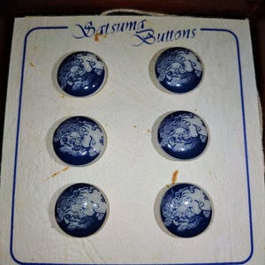 Vintage Japanese Satsuma Ceramic/Porcelain Hand-Painted Buttons 6buttons