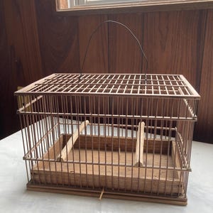 Vintage Japanese Old Wooden Wickerwork Bird case handmade weaving birdcage