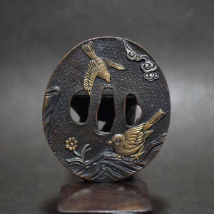 TSUBA, samurai sword, sword guard, Wave, koshirae, katana, wakizashi, Japanese katana, Japanese Tsuba, Japanese paperweight,