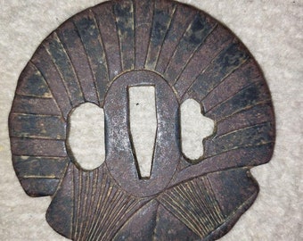 TSUBA, samurai sword, sword guard, Wave, koshirae, katana, wakizashi, Japanese katana, Japanese Tsuba, Japanese paperweight,