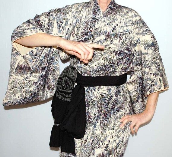 Vintage Kimono Dress, Womens Kimono Robe, Japanese