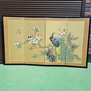 Japanese vintage Byobu panel folding screen