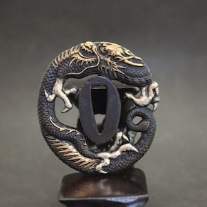 TSUBA, samurai sword, sword guard, Wave, koshirae, katana, wakizashi, Japanese katana, Japanese Tsuba, Japanese paperweight,