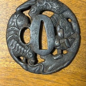 TSUBA, samurai sword, sword guard, Wave, koshirae, katana, wakizashi, Japanese katana, Japanese Tsuba, Japanese paperweight,