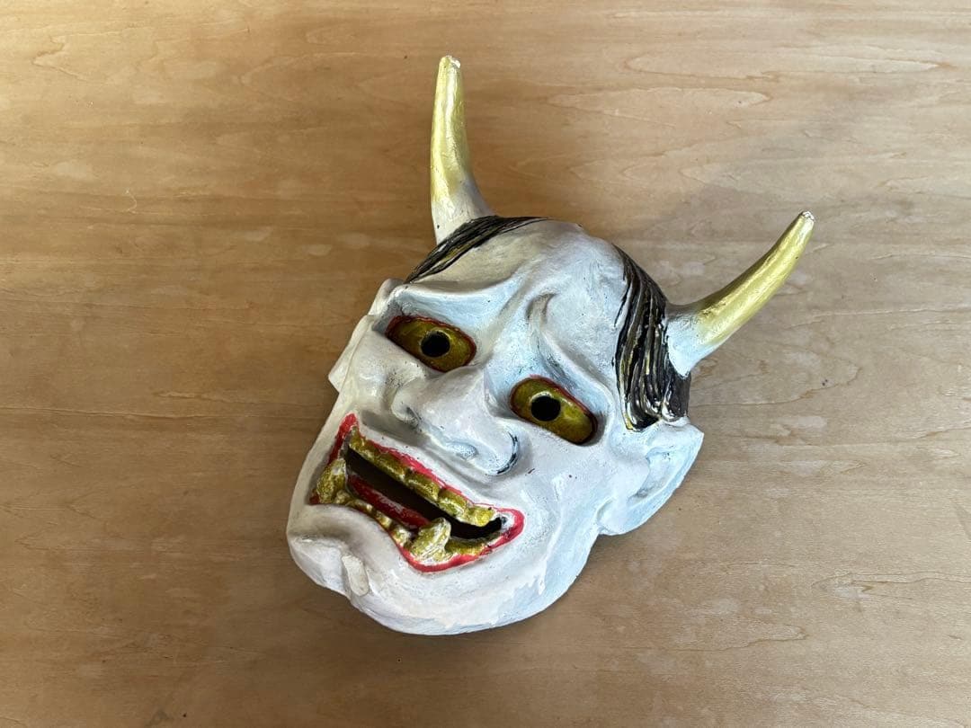 Japanese Handmade Wooden Hannya Mask Kyougen Kagura Demon Bugaku