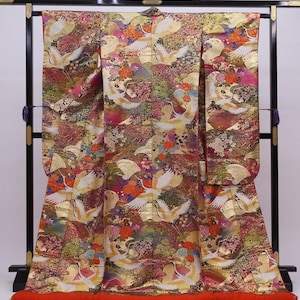 Uchikake Kimono, Hochzeit Kimono, japanische Kimono Robe, japanische Uchikake Kimono, Kimono Gold, Uchikake Gold, Gold Kimono Robe,