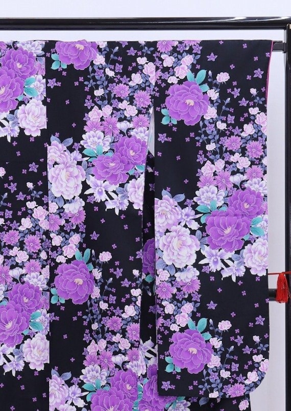 Vintage authentic kimono, Purple Furisode Kimono,… - image 2
