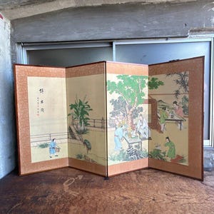 Small Japanese Byobu panel folding screen